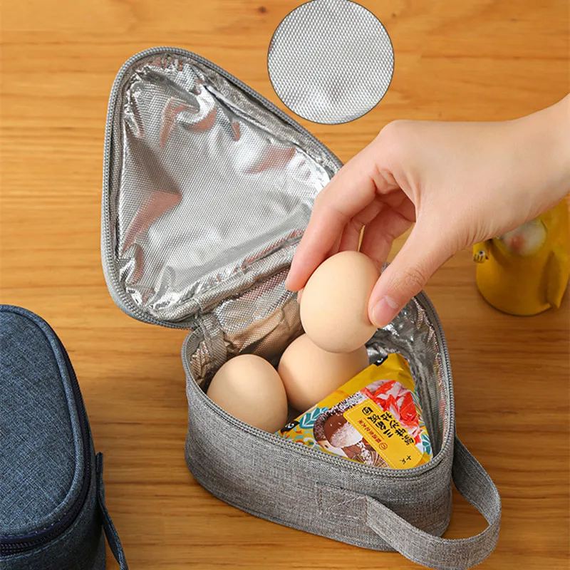 New Triangular Breakfast Insulation Bag Mini Portable Rice Ball Lunch Bento Cooler Bag Food Fresh Pouch for Women Student Kids