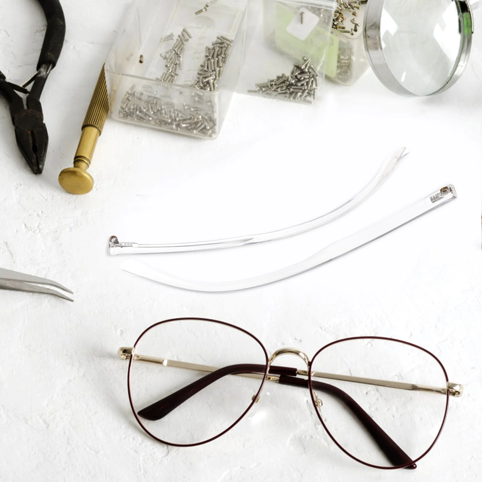 ขาแว่นอะคริลิคใสแบบสากล 1 คู่ สำหรับซ่อมแว่นตา น้ำหนักเบา แข็งแรง ทนทาน