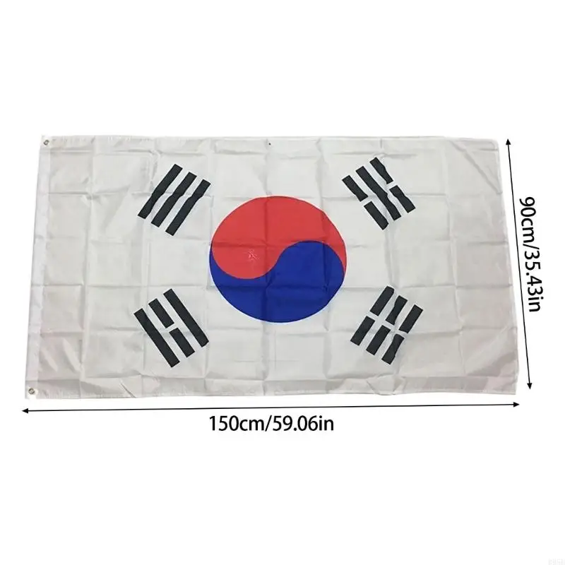 Flag coréen 5ft x 3ft tissu polyester doux pour décorations intérieures extérieures B95B