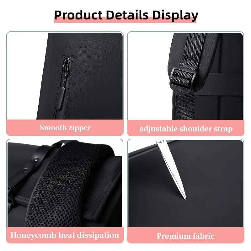 Ransel Pria Bisnis yang Modis, Kapasitas Besar, Penyimpanan Multi Kompartemen, Ransel Perjalanan yang Modis, Tas Komputer Bisnis