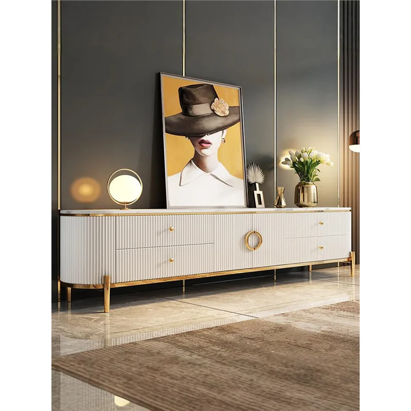 

Light luxury rock slab coffee table TV cabinet combination living room small apartment modern simple highcabinet storage TV cab