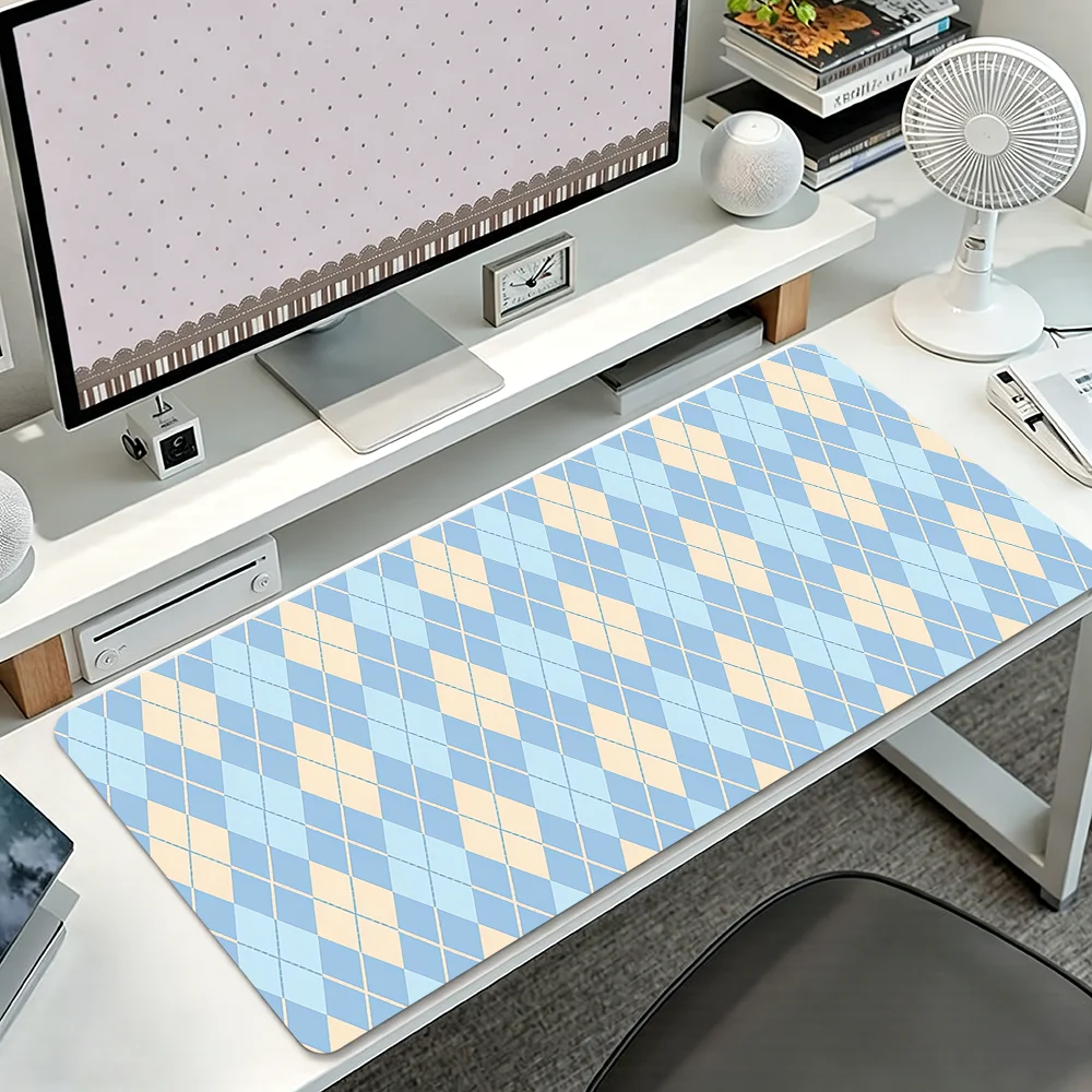 Diamond Check Pattern Mouse Pad Large Non-slip Lockedge Desktop Computer Desk Mat Keyboard Writing MousePad Office Gamer Student