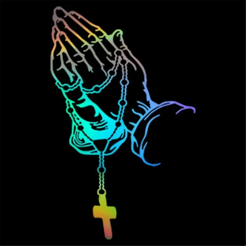 Car Sticker Pearl Rosary God Jesus Christ Prayer Gesture Auto Styling Window Glass Motorcycle Vinyl Decal Decoration,18cm