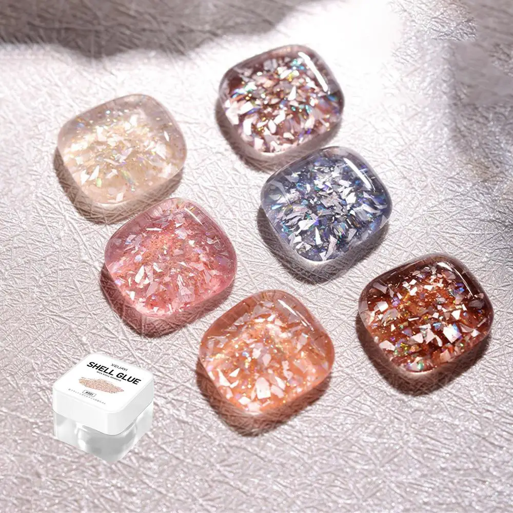 Eye-catching Sparkling Mesh Shell Dazzling Iridescent Glittery Nail Polish Ice Transparent Manicure In-demand Xeijayi Unique