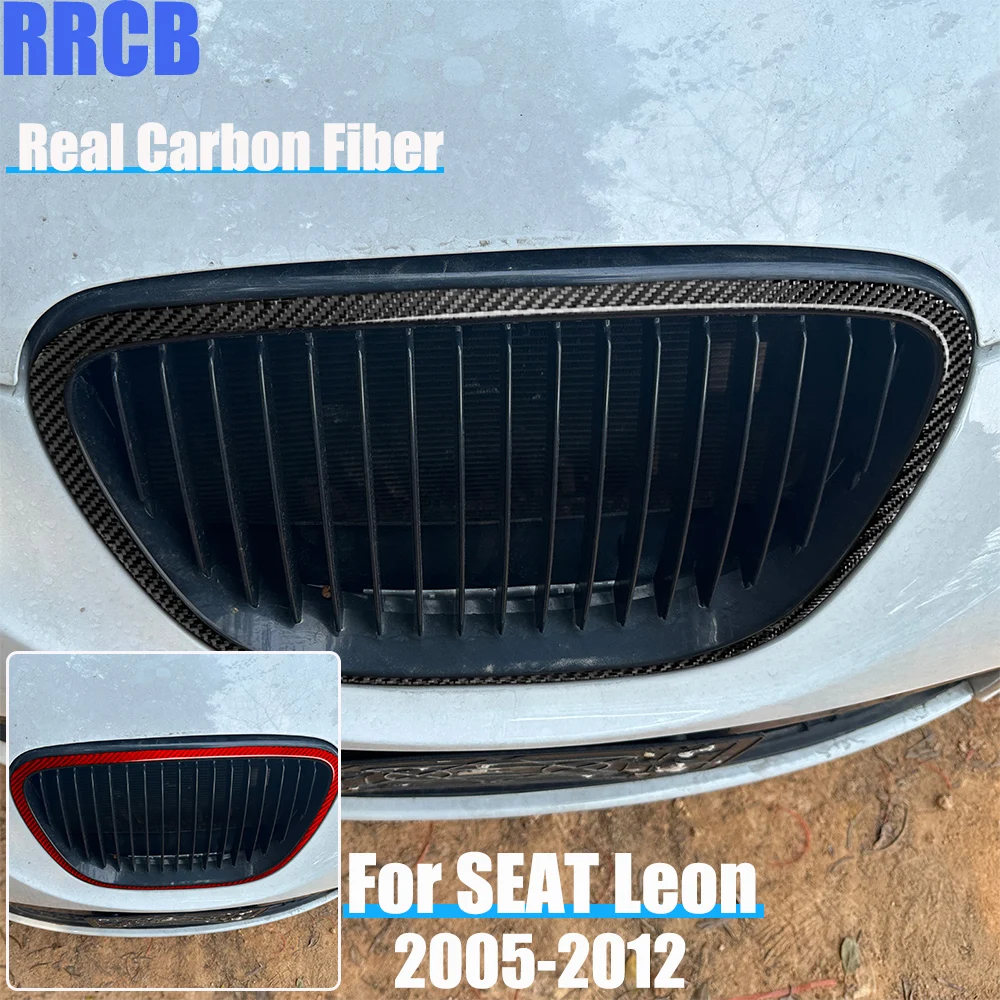 

Автомобильные аксессуары из настоящего углеродного волокна, накладка на решетку, мягкая наклейка на крышку для SEAT Leon MK2 2005 2006 2007 2008 2009 2010 2011 12