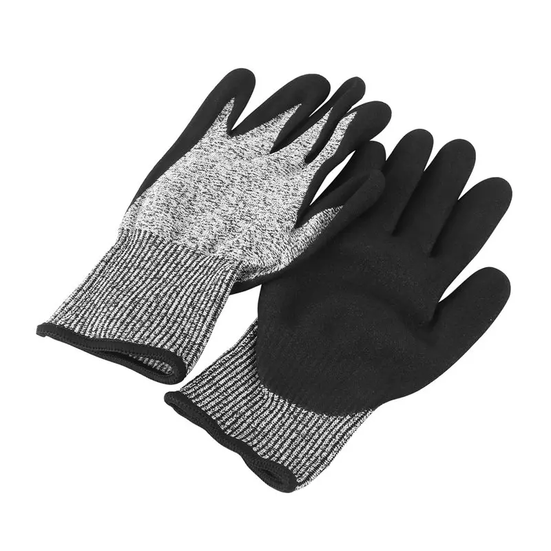 Level 5 Cut Resistant Gloves 3D Comfort Stretch Fit, Durable Power Grip Foam Nitrile, Pass Fda Food Contact, Smart Touch, Thin M