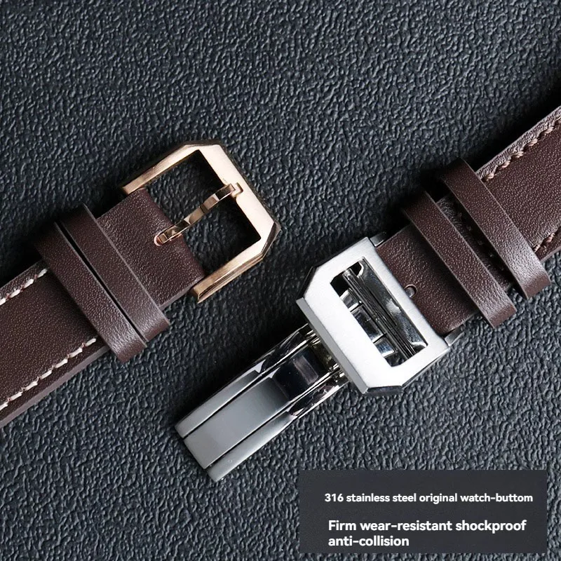 สําหรับนักบิน IWC Mark 18 Little Prince ผู้ชายผู้หญิงสร้อยข้อมือหนังแท้สายนาฬิกา 20 มม.21 มม.สีดําสีน้ําตาล