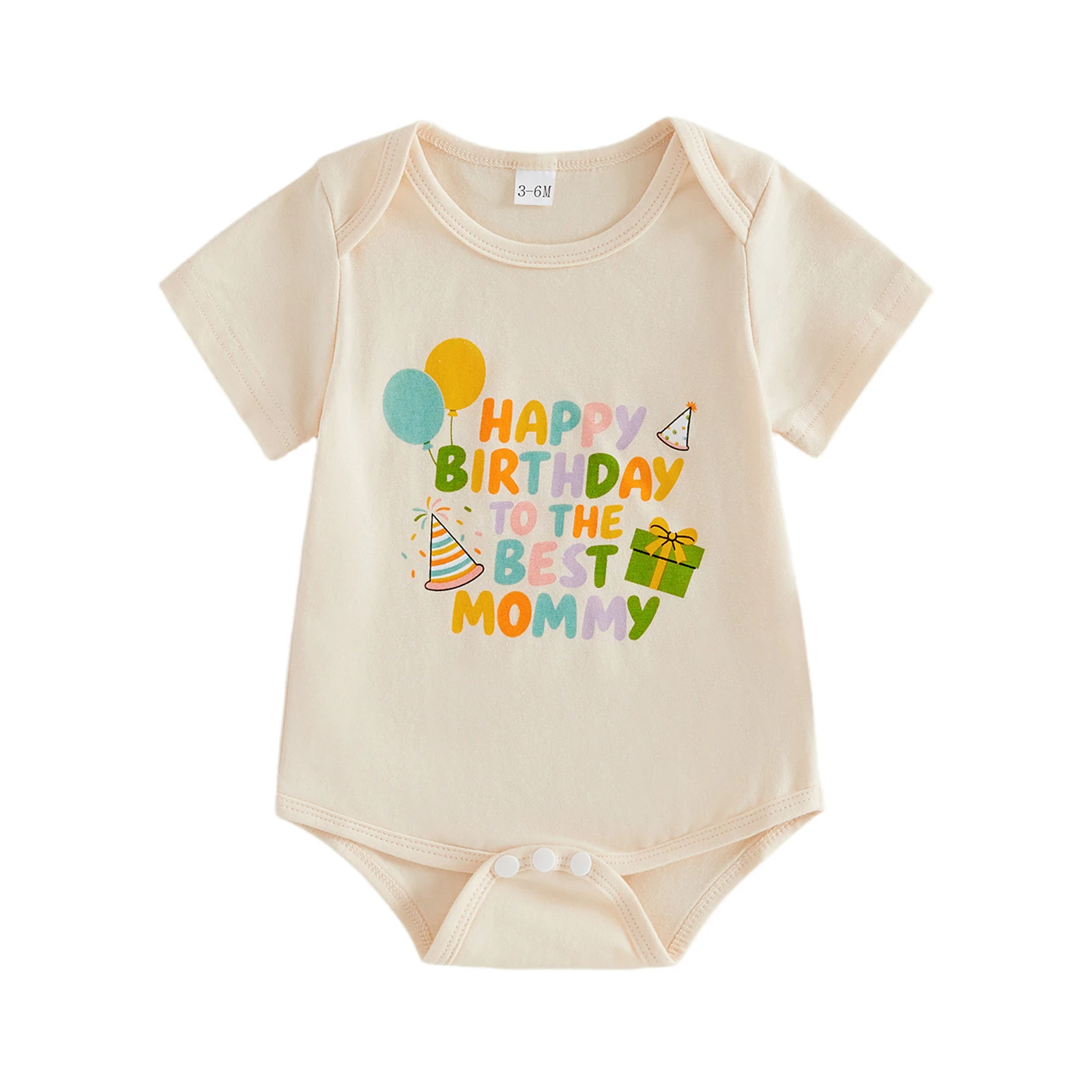 

Комбинезон для маленьких мальчиков и девочек, летний комбинезон с круглым вырезом и короткими рукавами, комбинезон с принтом Happy Birthday To Daddy Mommy