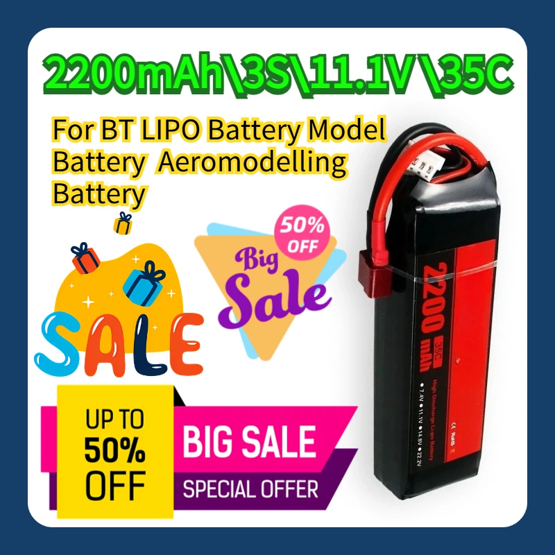 

For BT LIPO Battery Model Battery 2200mAh/3S/11.1V/35C Aeromodelling Battery