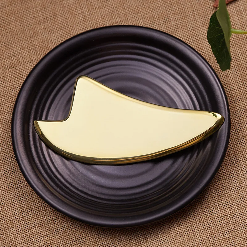 แผ่นขูดทองเหลืองสำหรับนวดหน้า กัวซา ขูดเส้นลมปราณ บำรุงสุขภาพ ผ่อนคลายกล้ามเนื้อ ยกกระชับผิวหน้าและลำคอ