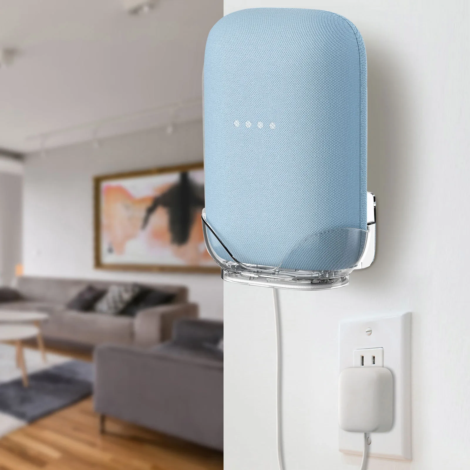 ل GoogleNest الصوت جدار جبل حامل واضح سطح المكتب قوس للمنزل الذكي المتكلم عش الصوت توفير المساحة جدار جبل حامل