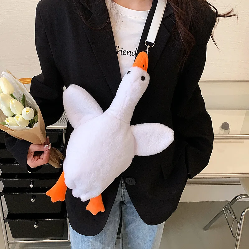 Cute Plush Shoulder Bags Funny Adult Kid Girls Duck/Goose Purse Cartoon Animals Shape Crossbody Bag Kawaii Bag Backpack рюкзак