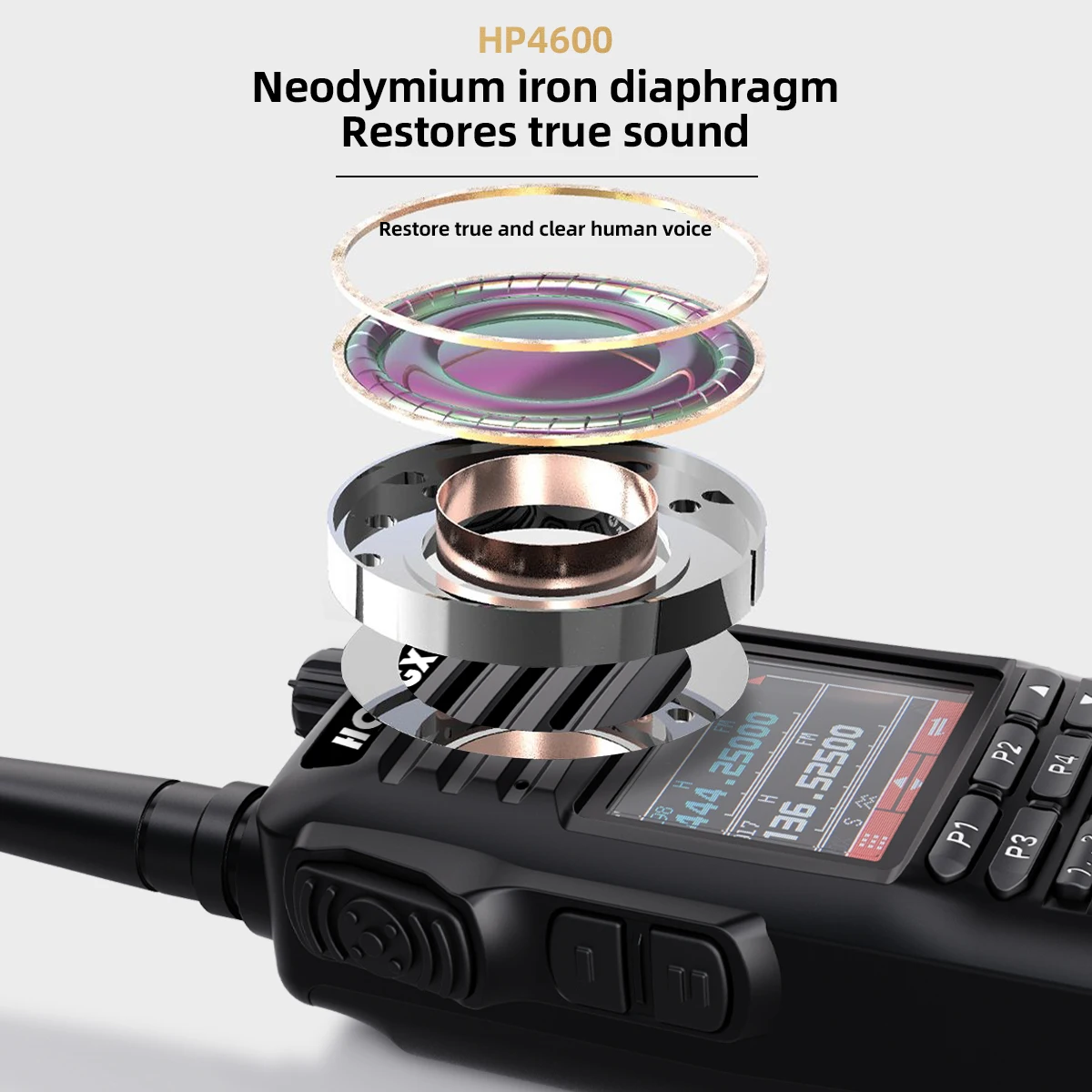 HONGXUN DP4600 Uhf Vhf يده 16 قناة لاسلكي تخاطب أفضل أجهزة الراديو التناظرية الصين 5 واط الناتج النسخة الإنجليزية PTT الهاتف