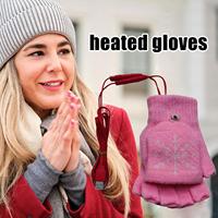 Heated Gloves Fingerless USB Heated Riding Gloves Winter Gear Hand Warmers For Women Men Outdoor Cold Weather Hunting