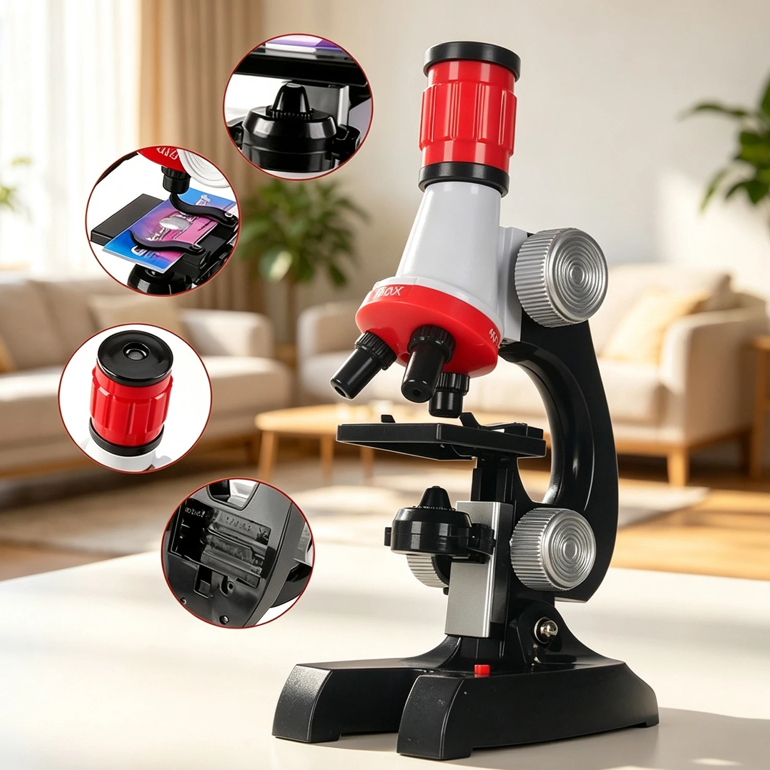icroscope Toys for Kids, Science Education Biological 100X 400X 1200X Multiple Adjustable Viewing Angle Toy Gifts
