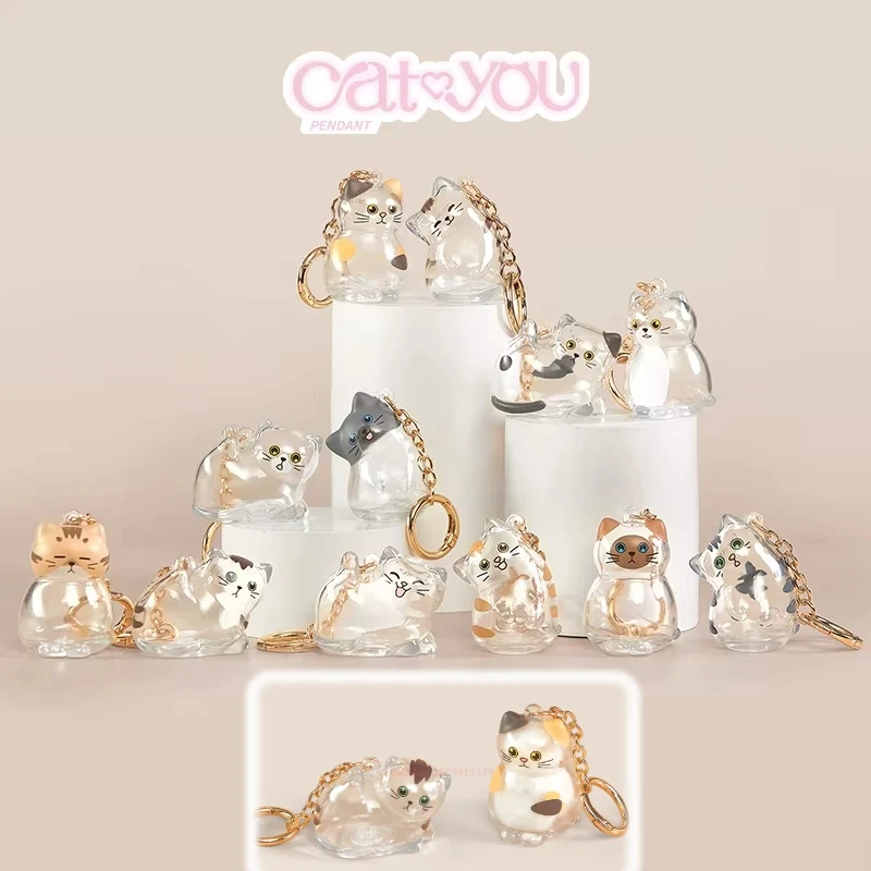 

New Cat&You Pet Hair Collector Pendant Series Blind Box Transparent Cat Storage Bag Keychain Christmas girl Gift toys