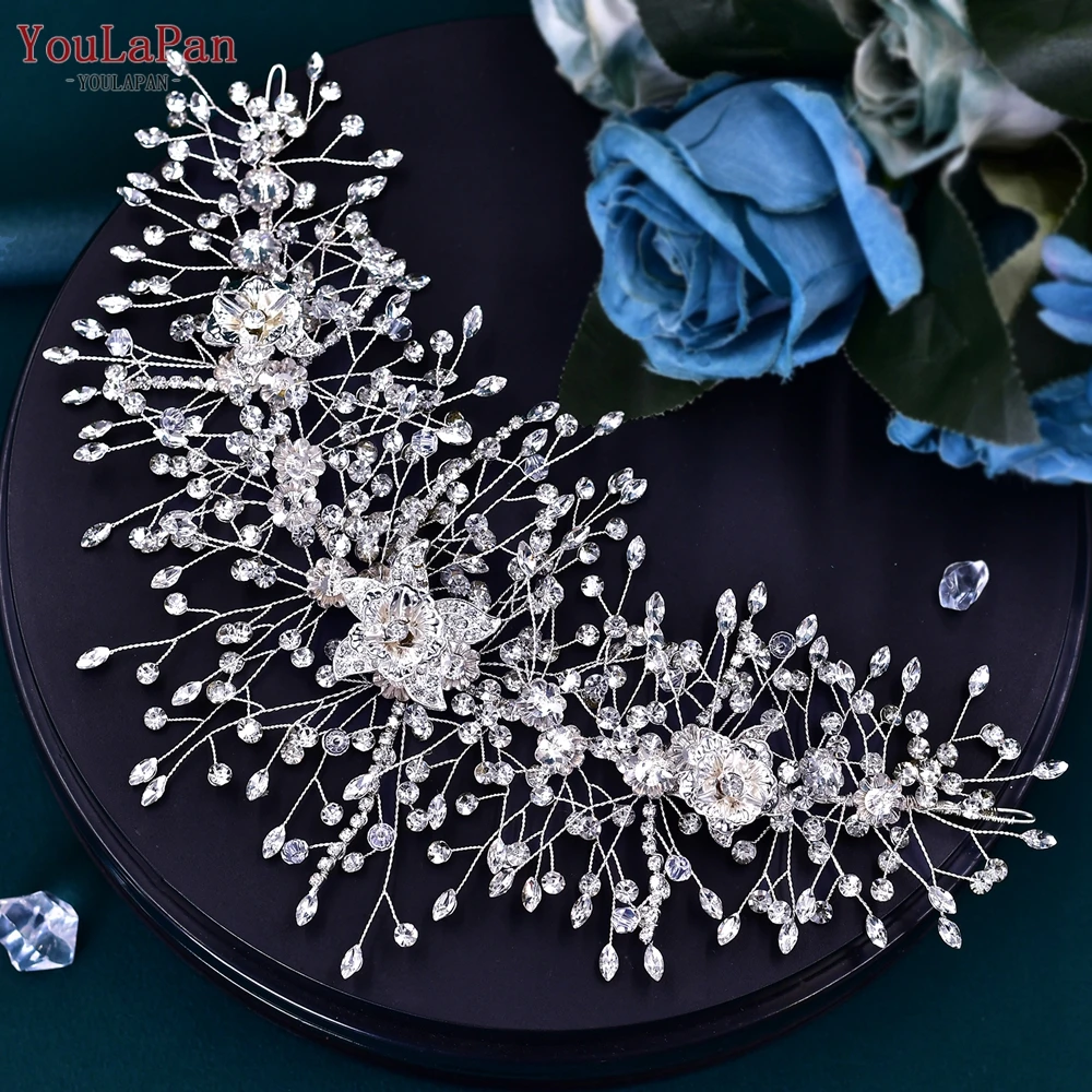 YouLaPan Wedding Headband for Bride Hair Ornament Alloy Flower Bridal Tiara Accessories Silver Gold Color Woman Headpiece HP286