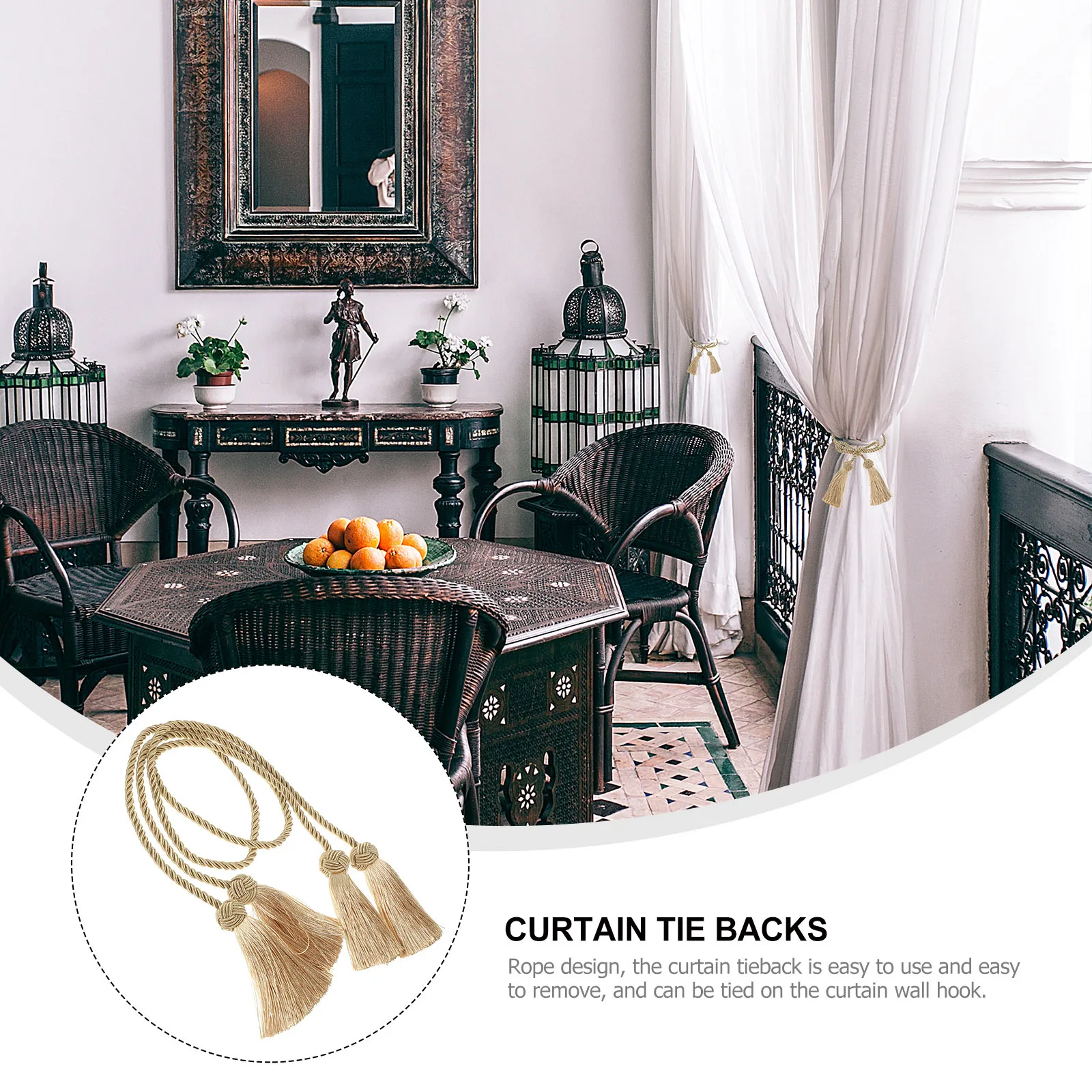 

1 Pair Decorative Tiebacks Cotton Rope Home Curtain Fixing Strap For Living Room Bedroom Kitchen Curtain Accessories