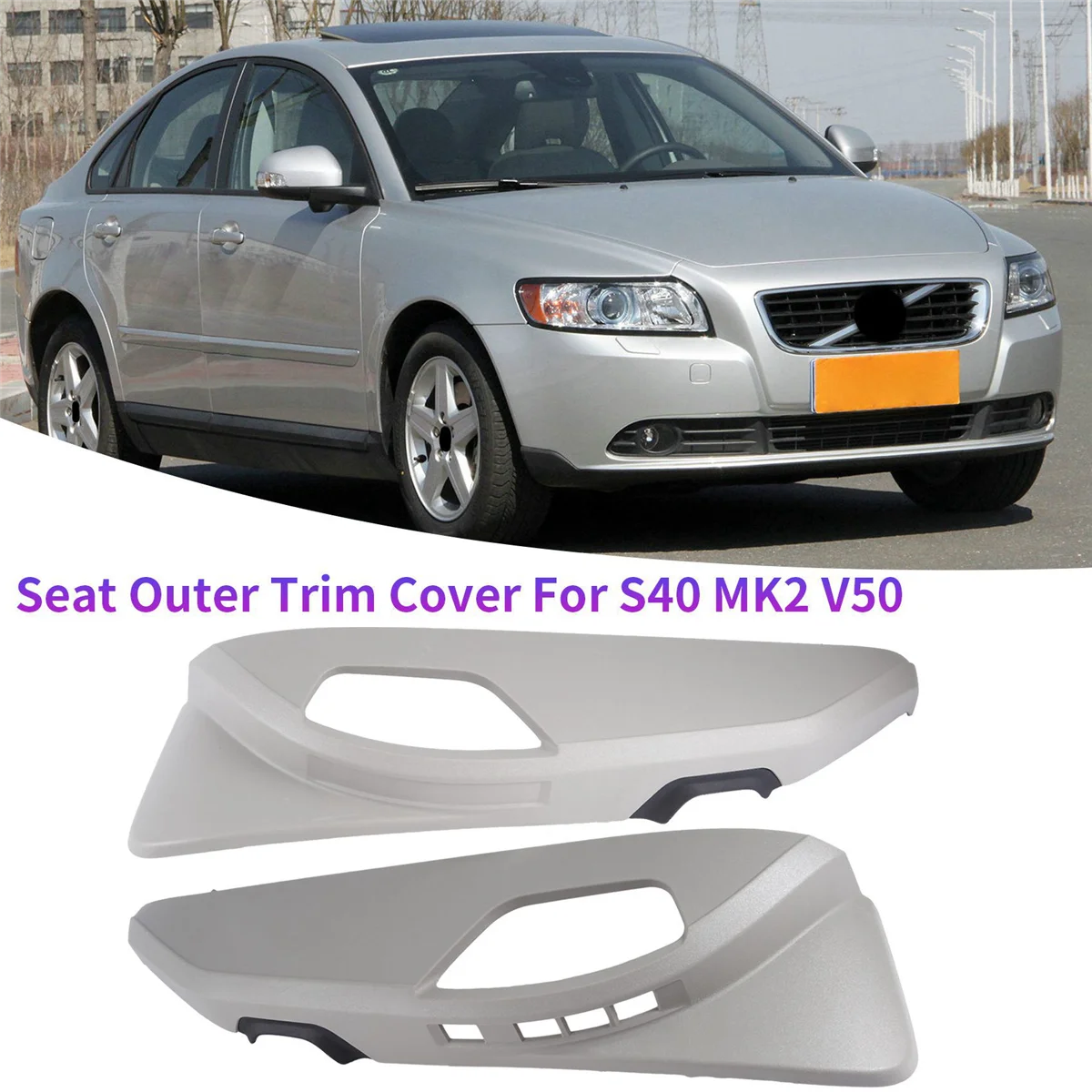 39984370 LH Grey Power Seat Outer Trim Cover with Seat Memory for VOLVO S40 MK2 V50