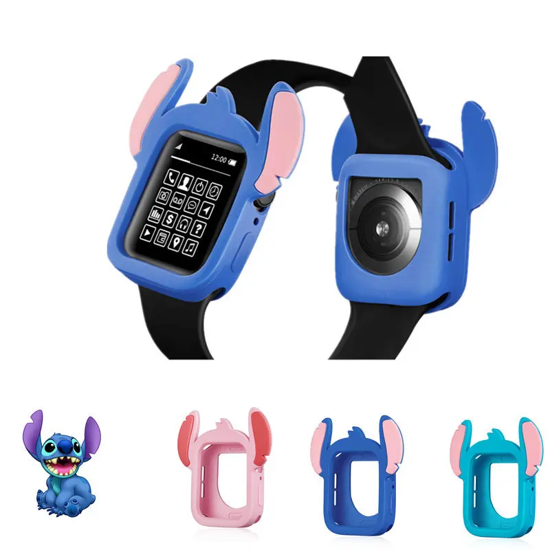 Disney Stitch Silicone Protective Cover for Apple Watch 40mm 44mm Cartoon Soft Watch Cover Watch Accessories Replacement Shell