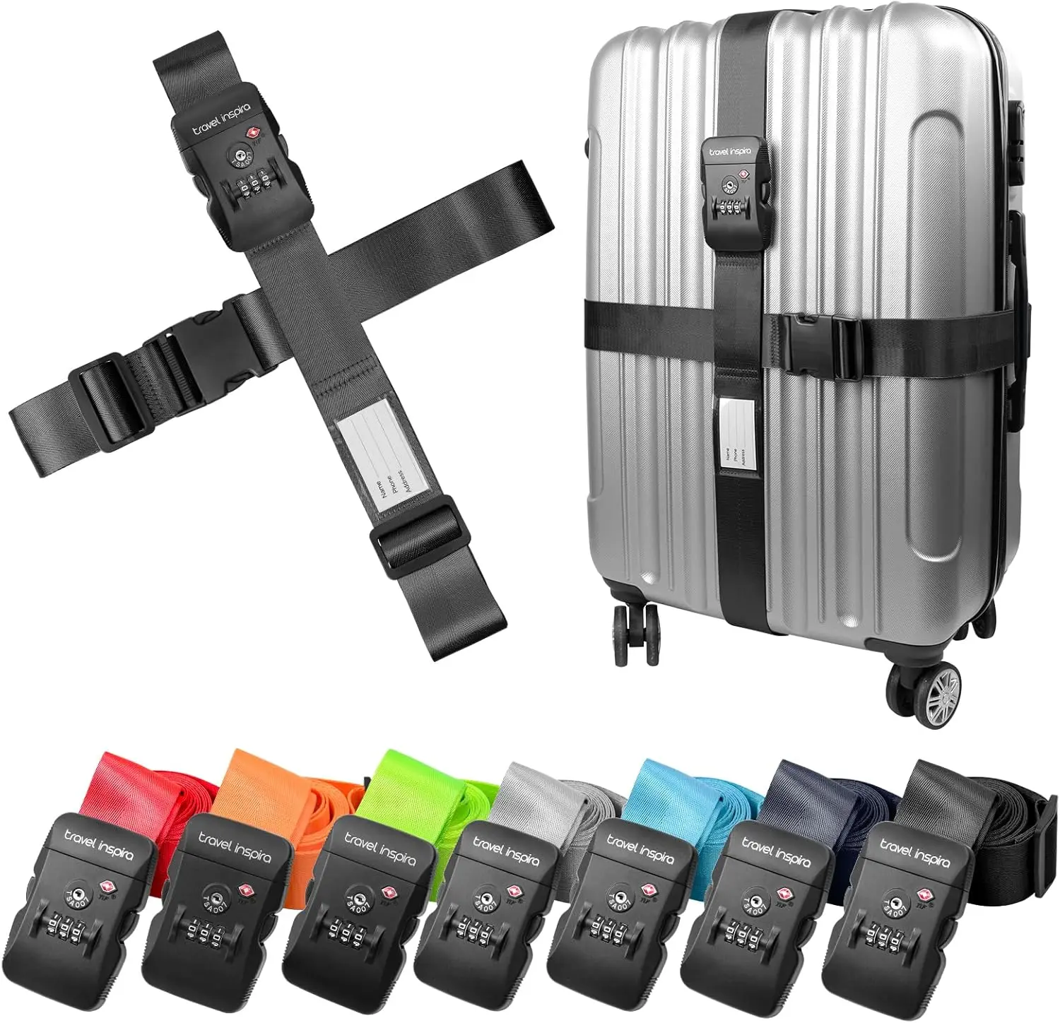 

TSA Lock Luggage Straps for Suitcases Anti-Burst High Visibility Color Adjustable Heavy Duty Belt for 20-32 Inch Luggage