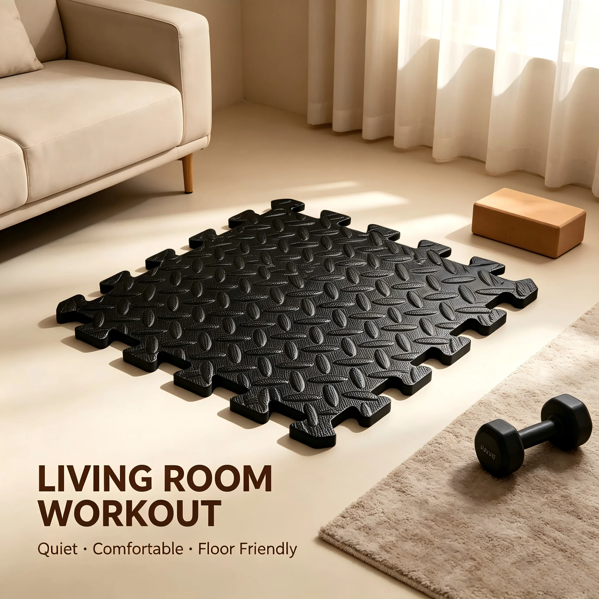 24 tappetini in schiuma spessa, ad incastro, per pavimenti, 60×60 cm, spessore 1,5 cm, antiscivolo, a forma di puzzle, resistenti agli urti, per proteggere i pavimenti di casa, sale giochi e garage.