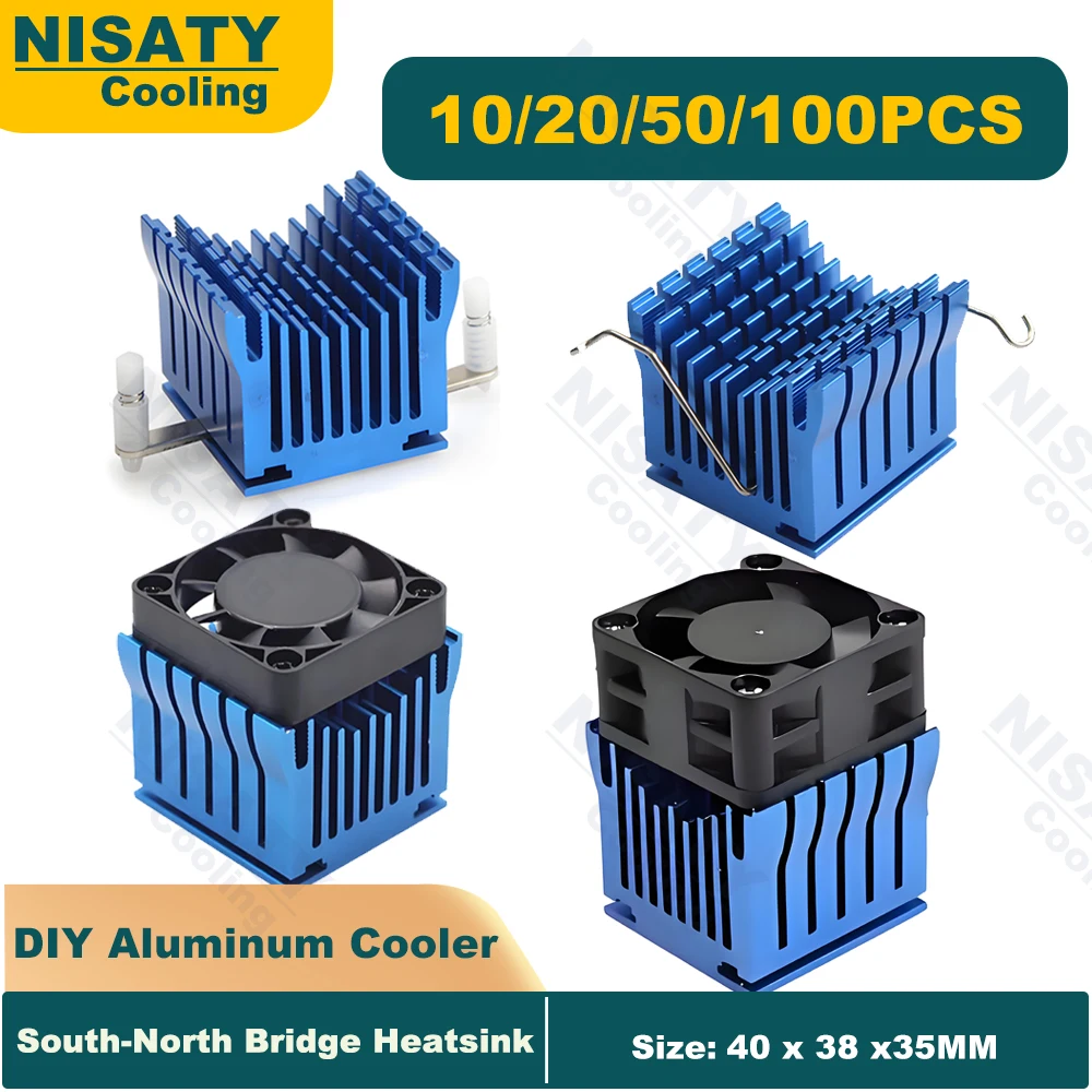 

10/20/50/100PCS Glod Bule Black DIY Northbridge Heatsink Cooler with 40mm Fan Motherboard Radiator for Bridge Chipset Cooling