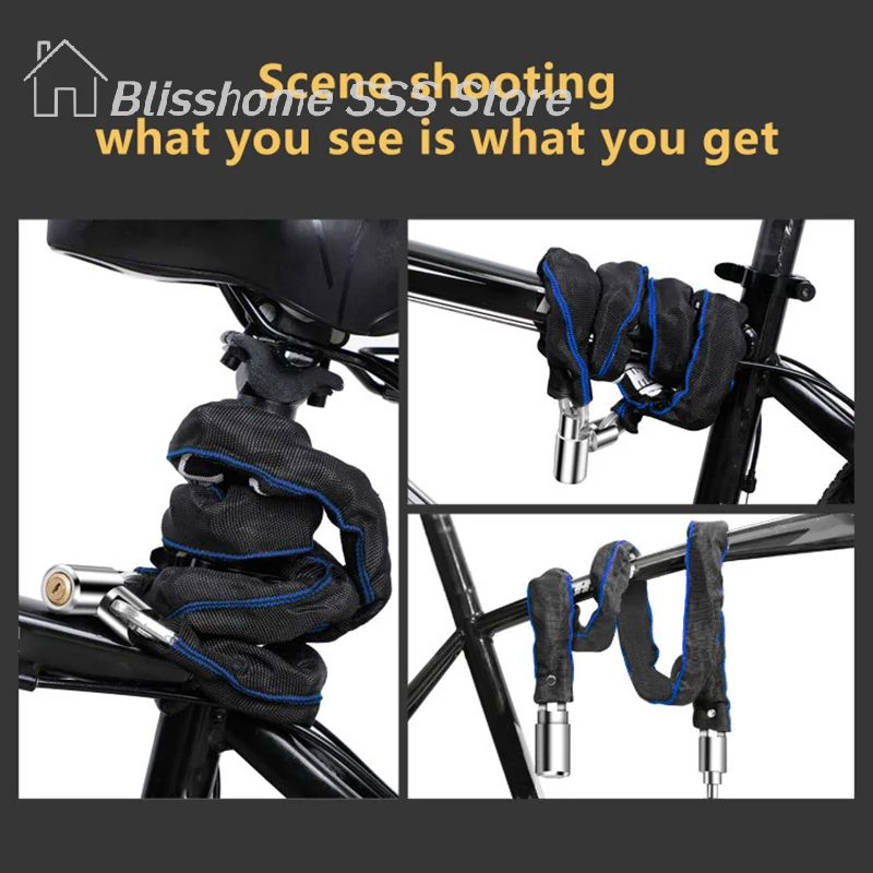 【S】Bike Chain Lock Bicycle Heavy Duty Safety Lock 60CM Metal Anti-theft Mountain Bike Road Motorcycle Scooter Padlock With Key - view 6