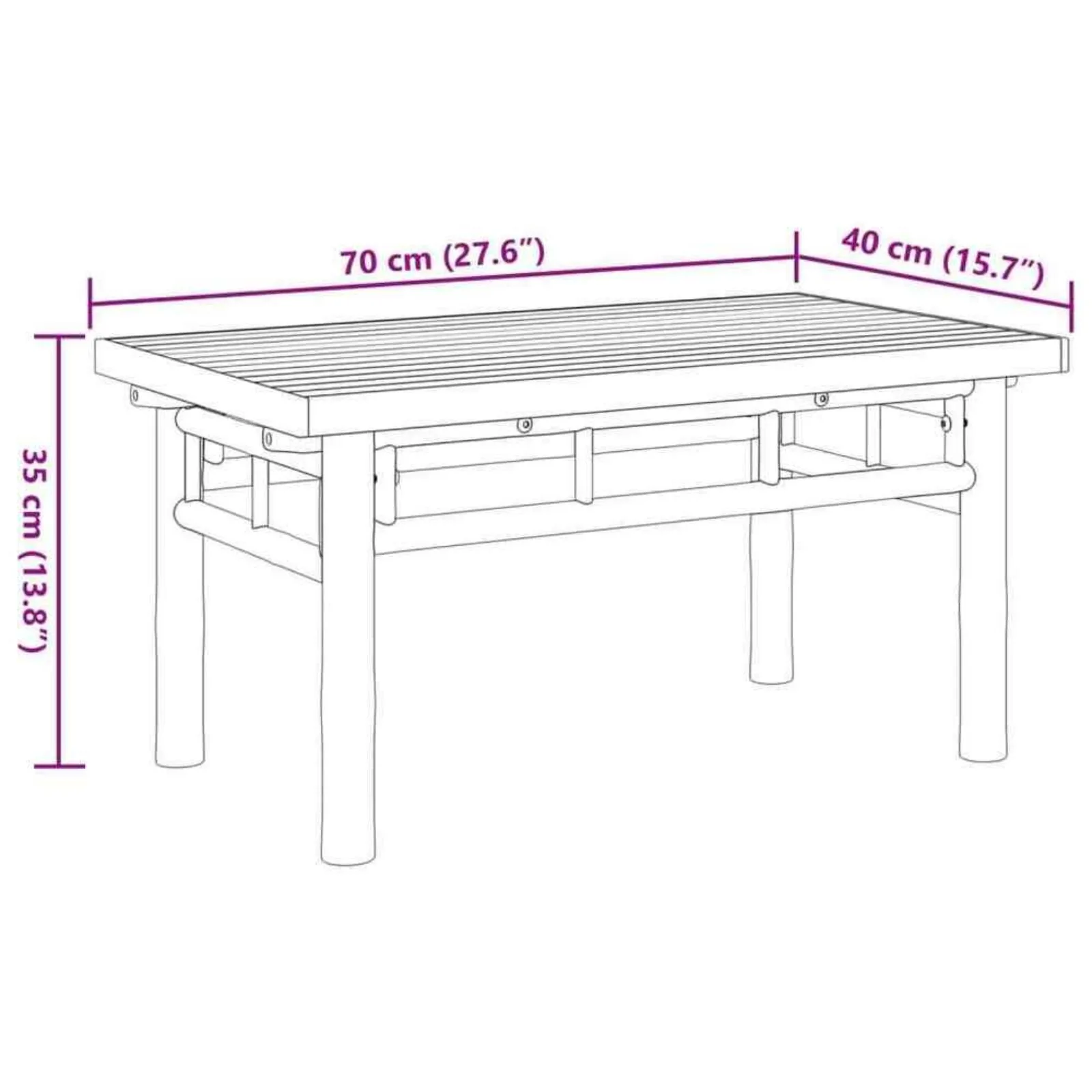 Uns Couch tisch 27.6 "x 15.7" x 13.8 "Bambus h5b4