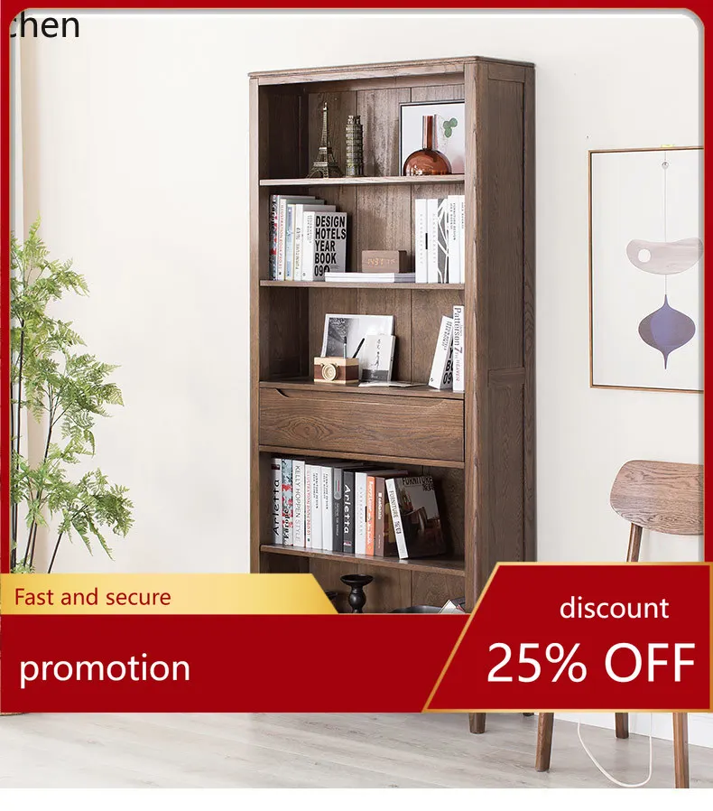 

HT Solid Wood Bookcase Bookshelf Simple Modern Bookcase Study Storage Display Cabinet