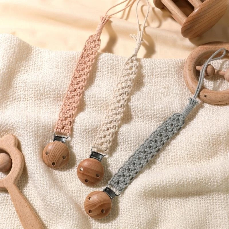 

Pack of 3pcs Baby Pacifier Clip Chain Handwoven Teether Holder Rope Infants Teething Toy Strap Bottle Organiser Belt 24BE