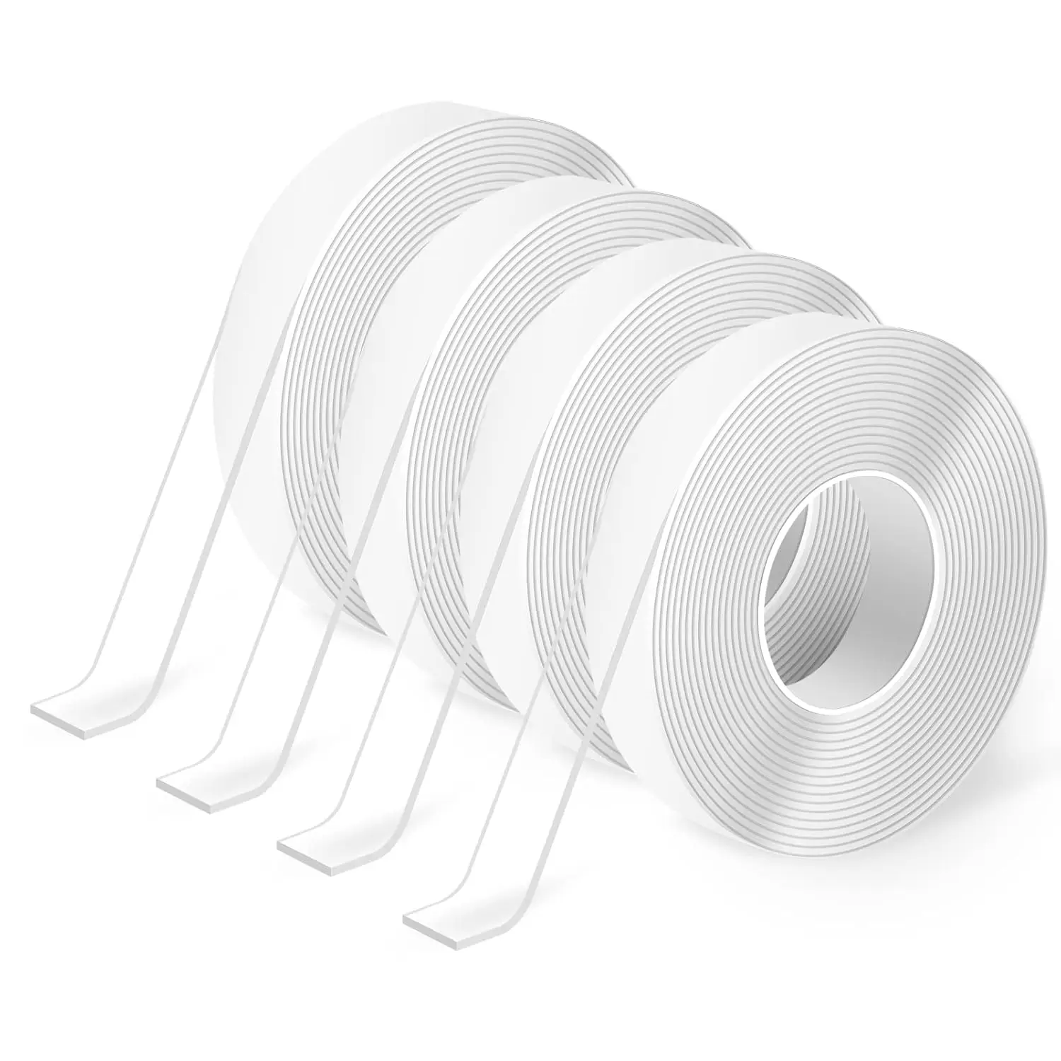 Double-Sided Tape 4-Pack 10FT Each, Removable Washable Reusable Multipurpose Tape for Home Office Car Wall Hanging