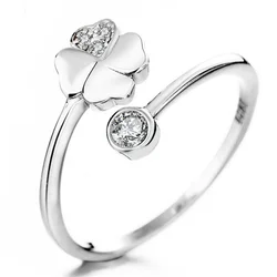 New Arrival Silver 925 Sterling Ring For Lady Bridal Wedding Jewelry Lucky Clover Flower Ring Girls Index Finger Accessories