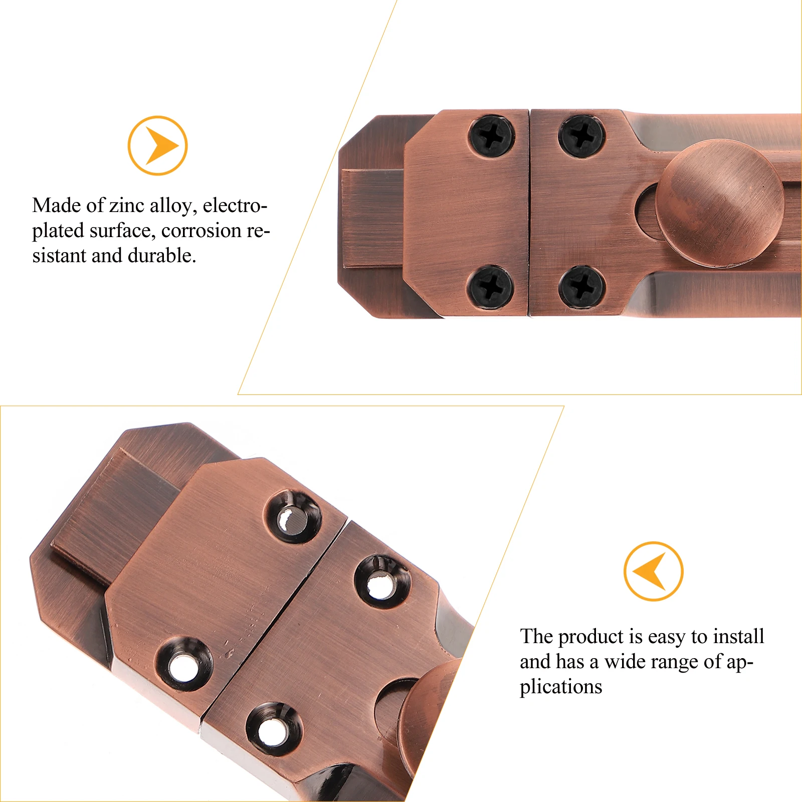 

Zinc Alloy Sliding Security Latch Keyless Slide Lock For Wooden Door Sturdy Privacy Protection Bolt Lock Decorative Safe Door