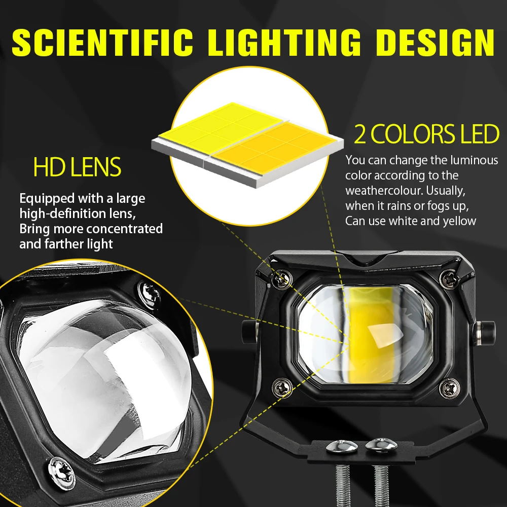 HL Spot and Flood Beams 20000LM LED Work Light 6500K 3500K Driving LED Light with Canbus Fog Amber Light off-road use 12V 24V