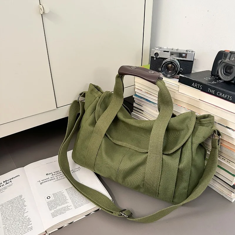 

Canvas Solid Color Crossbody Bags Large Capacity Versatile Women's Bags on Sale 2025 New Autumn Sewing Thread Shoulder Bags