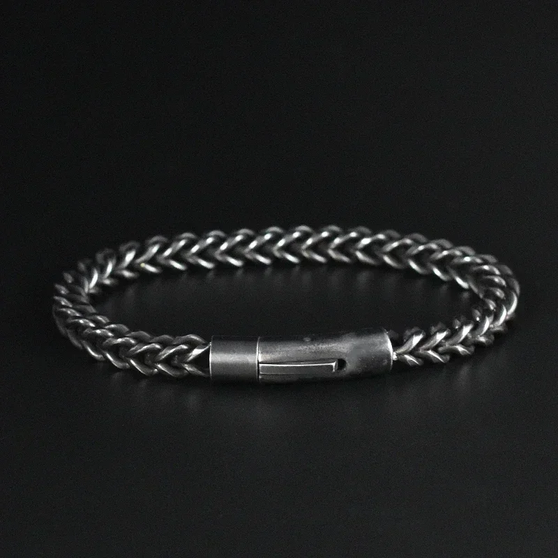 Men\'s Vintage Stainless Steel Antique Hand Chain Punk Biker Chain Bracelets Rock Personality Jewelry Magnetic Clasp