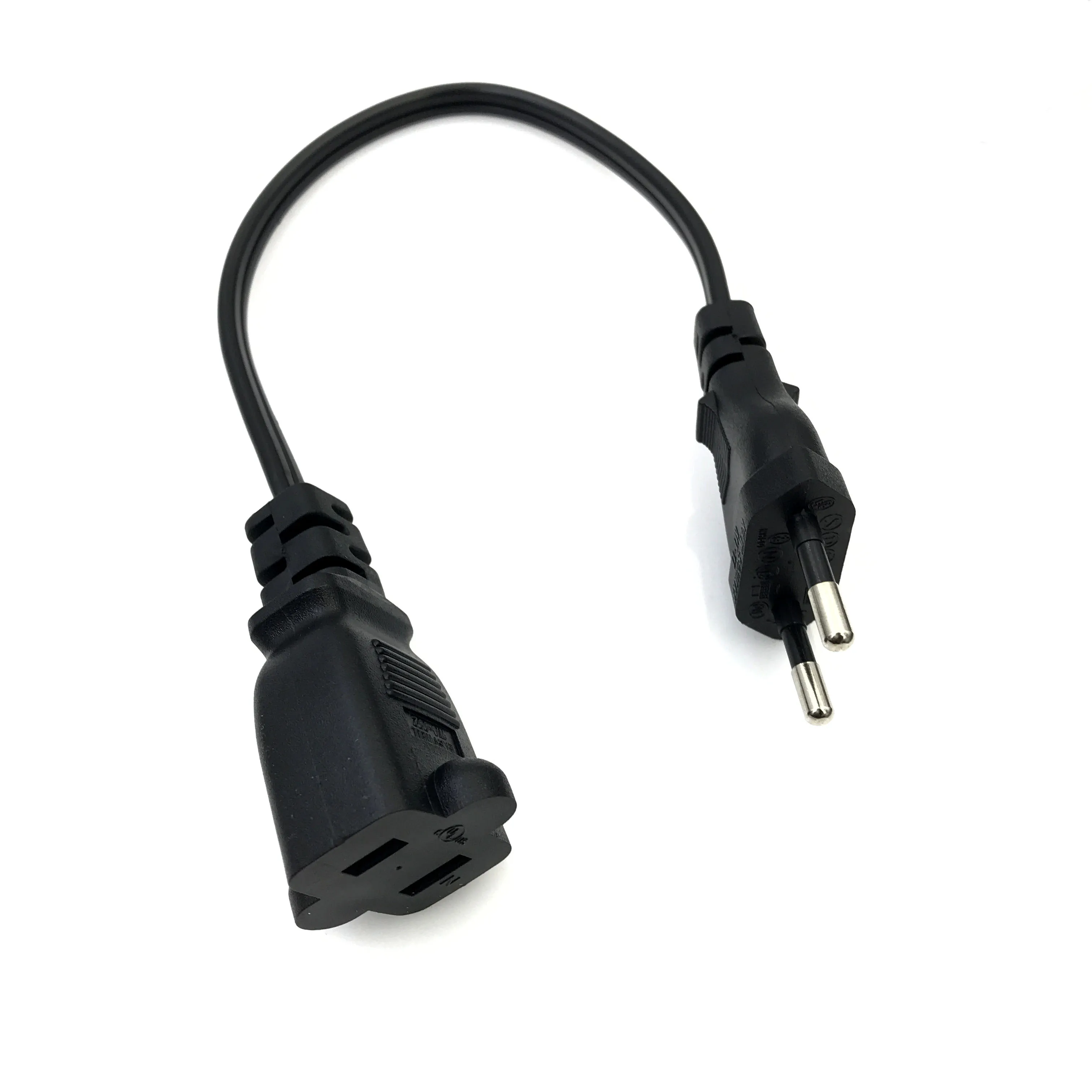 

1PCS European 2 Pin Male Plug to USA Female Power Adapter Cable,EU Male to US Nema 1-15R Power Adapter Cord