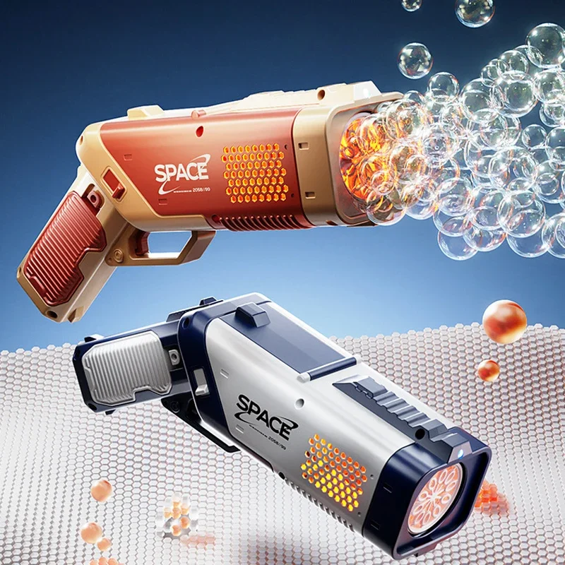 2025年 電動ガン キッズトイ バブルマシン 全自動 シャボン玉発生器 ライト付き 屋外パーティーゲーム 男の子 女の子 ギフト