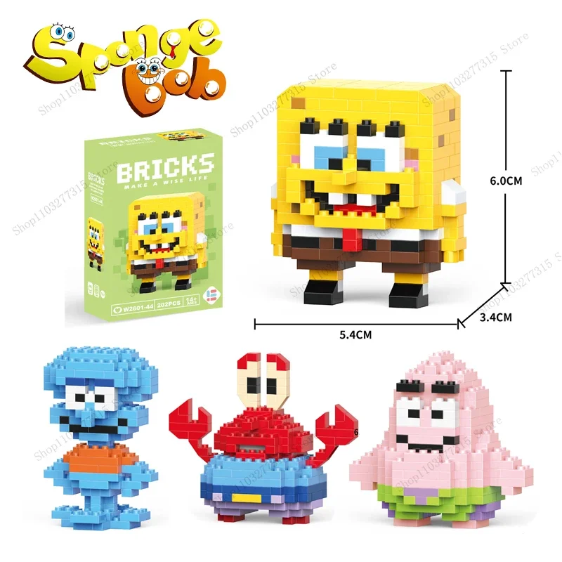 

SpongeBob SquarePants Doll Building Blocks Patrick Star Animal Model Small Particles Assembled DIY Puzzle kids birthday gifts