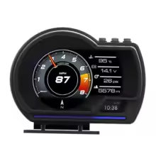 Universal OBD2 Head Scanner in action - DIY mechanic diagnosing Ford F150 under hood