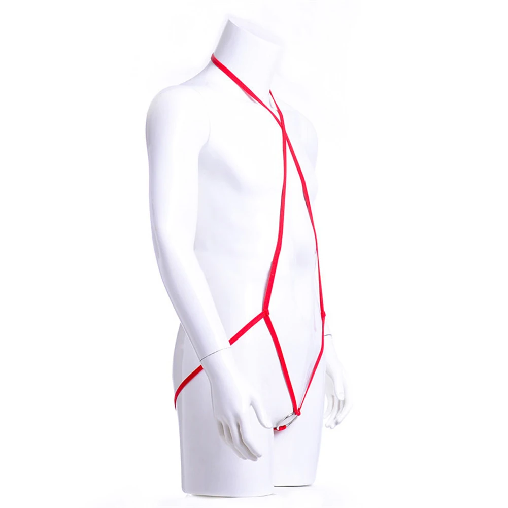 

Men Erotic Lingerie Sexy Thin Straps Bandage Bodysuit O Ring Cock Hole Leotard Hollow Backless Open Butt Seductive Underwear