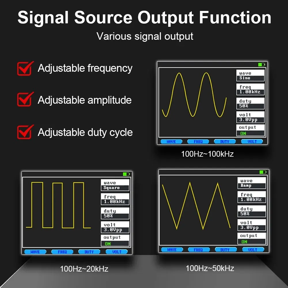 GVDA oscyloskop cyfrowy 50 MS/s częstotliwość próbkowania 12MHz analogowej szerokości pasma miernik testujący Generator sygnału z pamięcią przebiegów