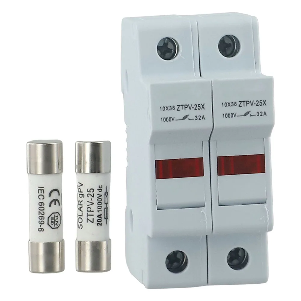 Robust For Solar Panel Fuse Holder 2P with LED Indicator Suitable for DC1000V and 10x38mm Fuses for PV String Safety