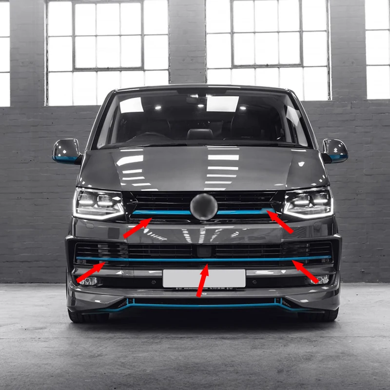 

5Pcs Front Bumper Upper + Lower Grille Mesh Trims Insert For VW T6 Transporter Caravelle Car Accessories 2016-2019