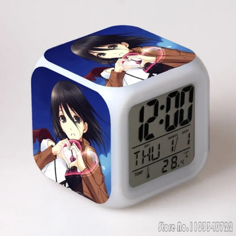 Anime De gigantische aanval van coole cartoonwekker Creatieve student 8x8x8cm LED-kubus Kleurrijk lichtweergave Tijd Week Maand