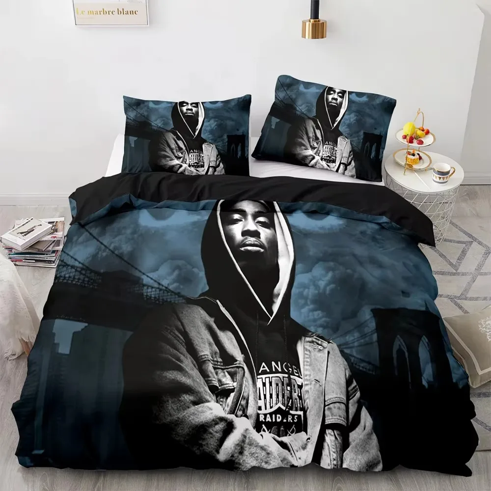 

3D Print Tupac Shakur Rapper 2Pac Bedding Set,Duvet Cover Bed Set Quilt Cover Pillowcase,King Queen Twin Size Boys Girls Adults