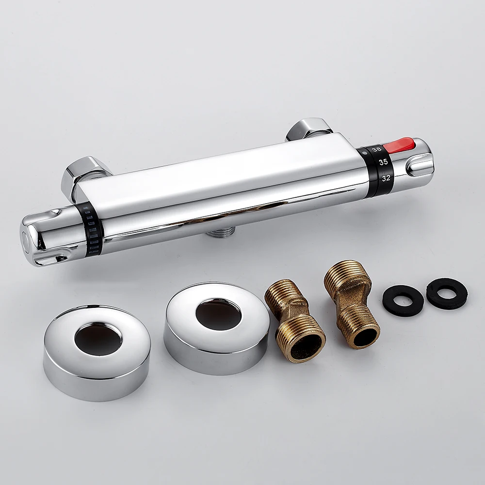Thermostatic Shower Faucets Set Chrome Bathroom Thermostatic Mixer Tap Hot And Cold Bathroom Mixer Mixing Valve Bathtub Faucet