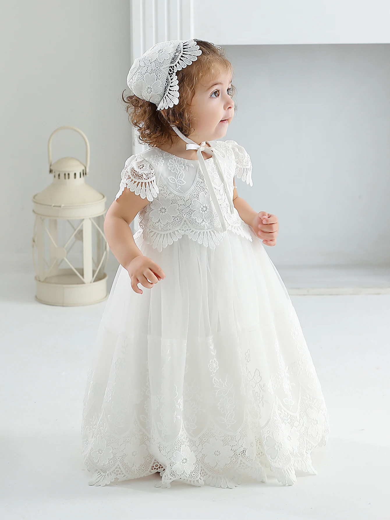 Baby Girl Baptism Dress with Lace, Suitable for Princess-style Dresses for Occasions, Birthdays, Vacations, Parties, Weddings