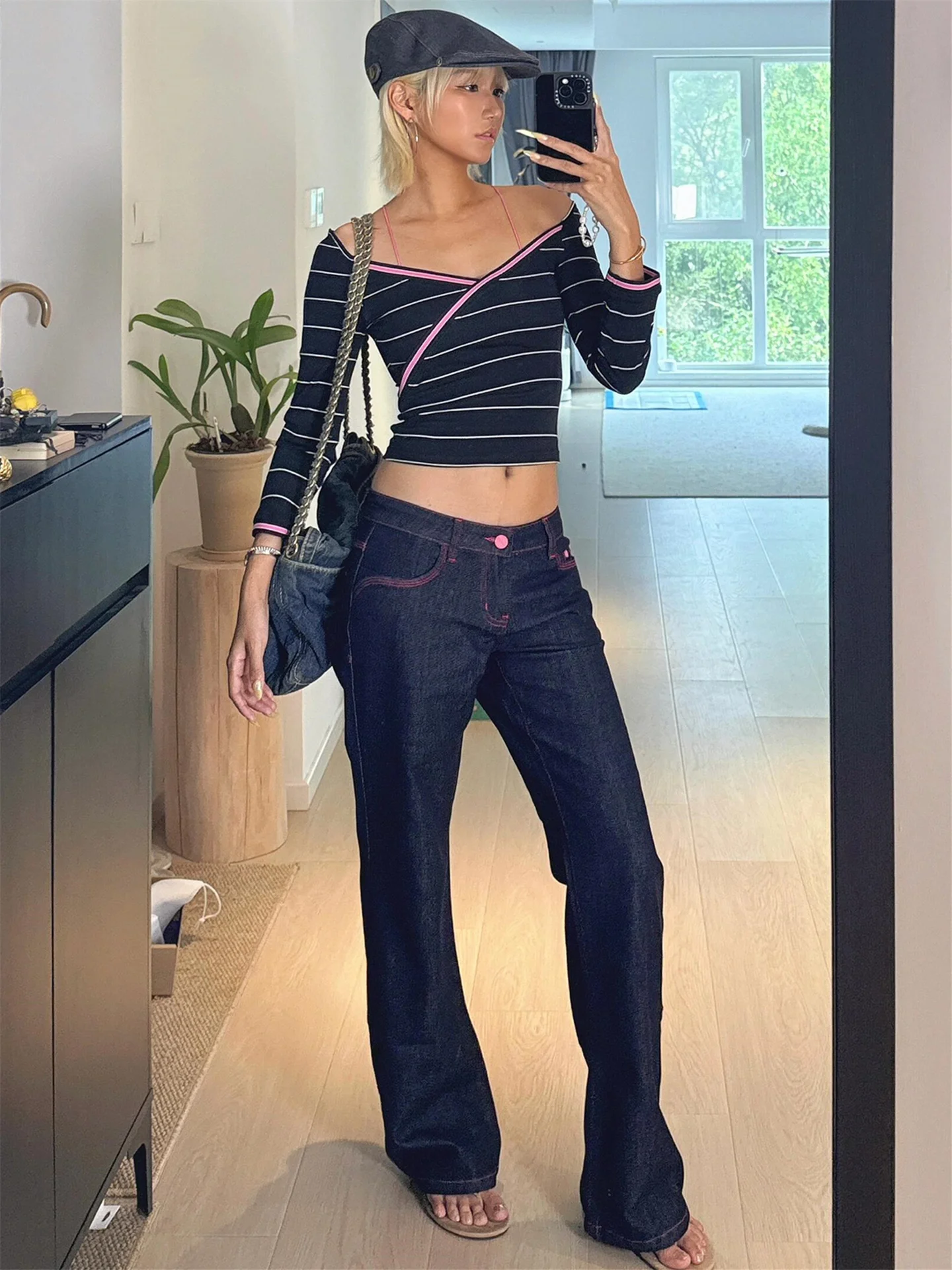 

Женские джинсы свободного кроя с низкой талией и широкими штанинами, повседневные прямые брюки в пол, весенний сезон, из мягкого хлопка